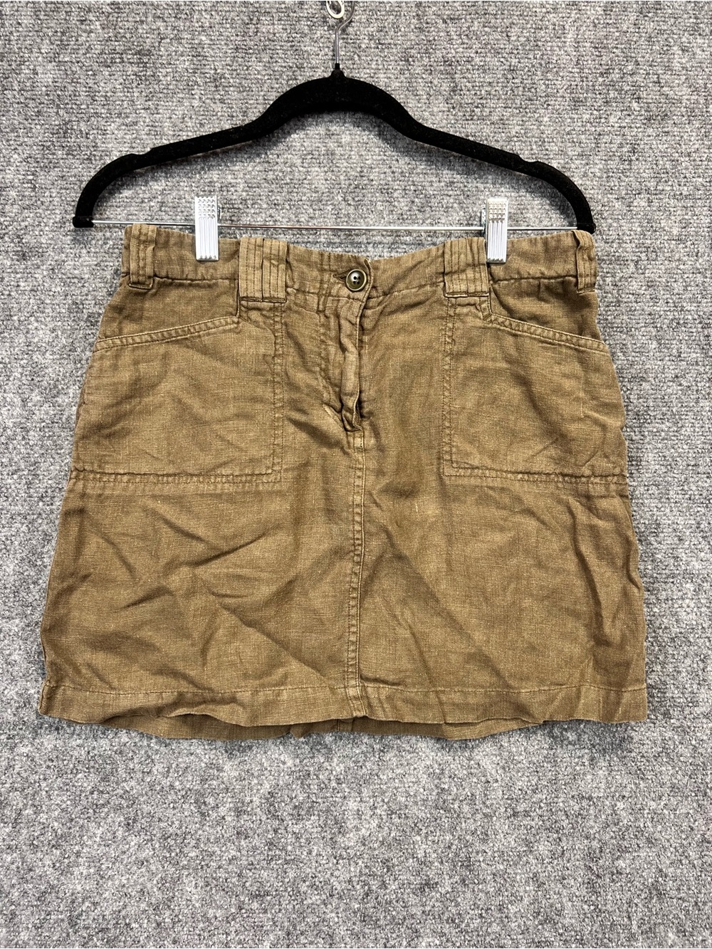 Casual Brown Linen Mini Skirt